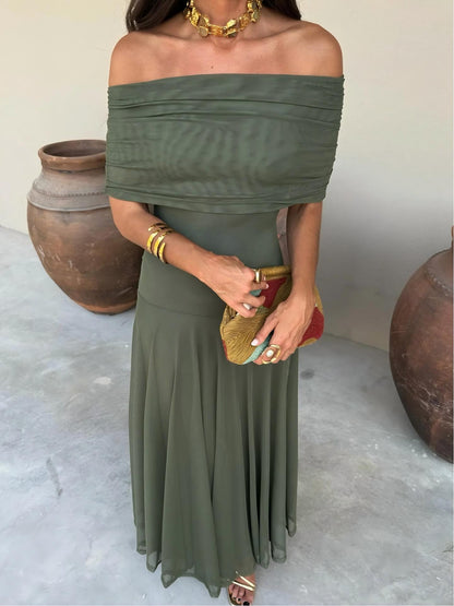 VESTIDO TOLEDO ESCOTE BARDOT EN GASA