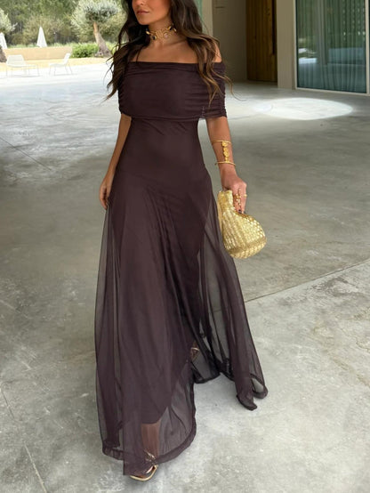 VESTIDO TOLEDO ESCOTE BARDOT EN GASA