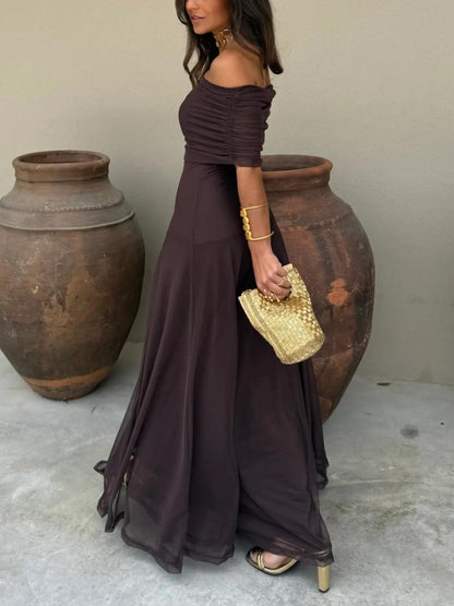 VESTIDO TOLEDO ESCOTE BARDOT EN GASA