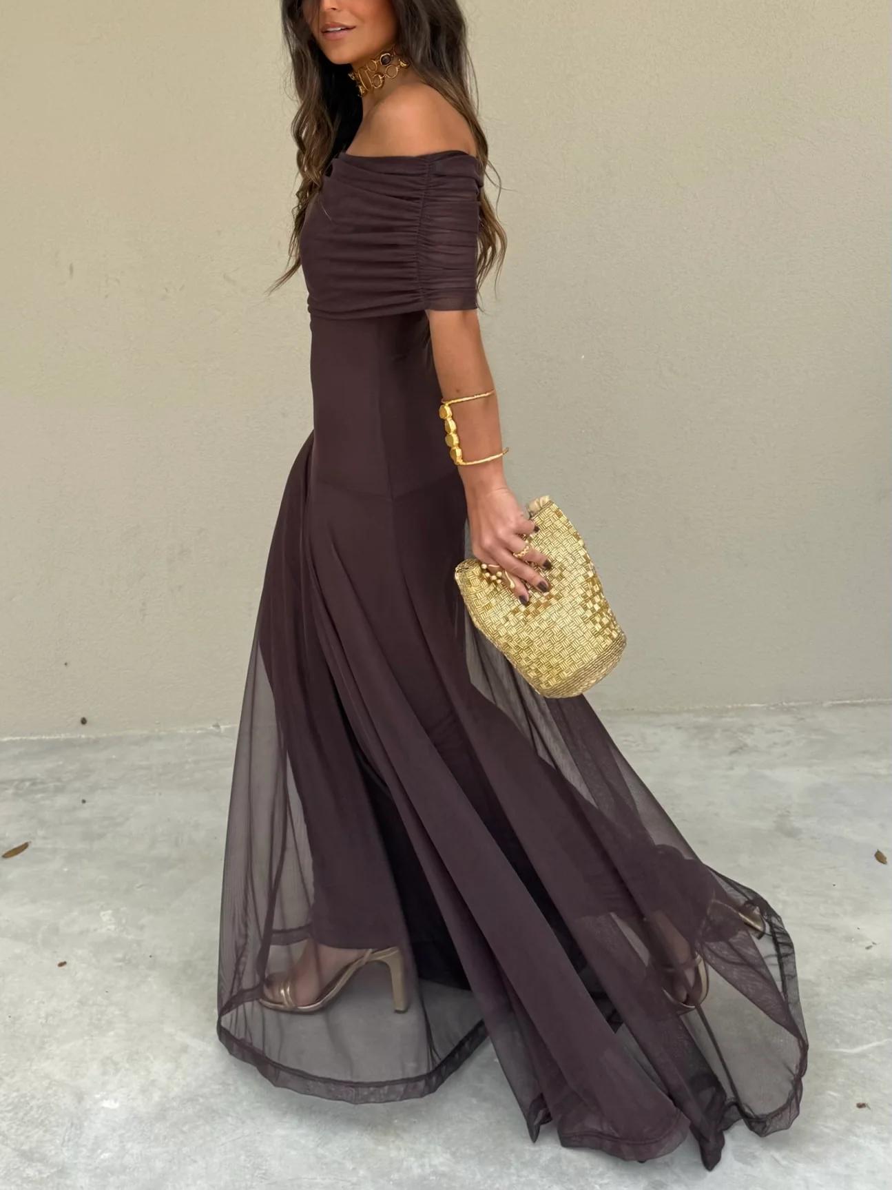 VESTIDO TOLEDO ESCOTE BARDOT EN GASA