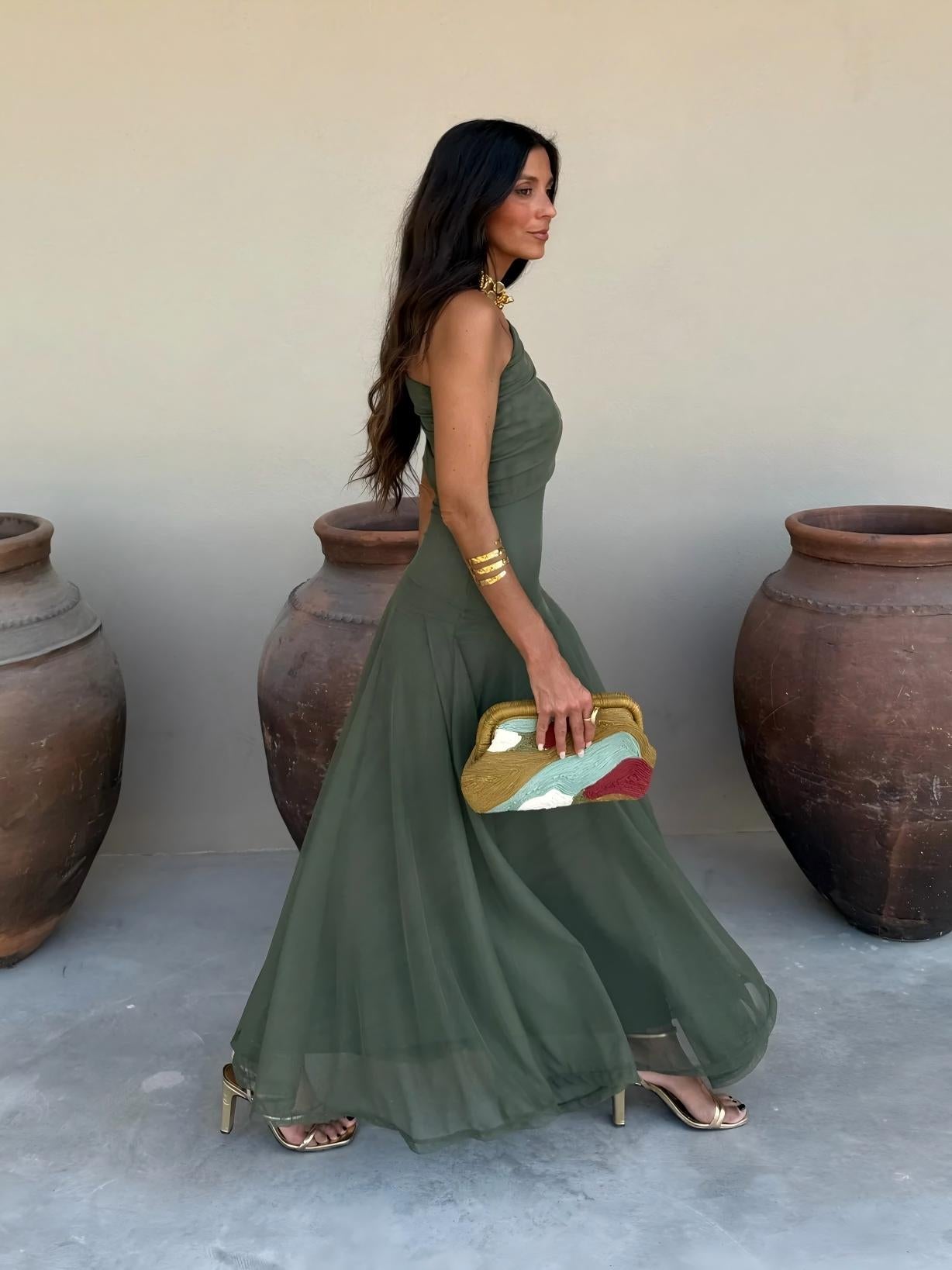 VESTIDO TOLEDO ESCOTE BARDOT EN GASA