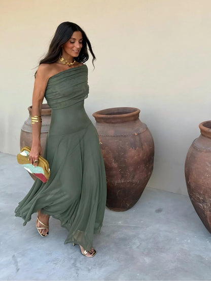 VESTIDO TOLEDO ESCOTE BARDOT EN GASA