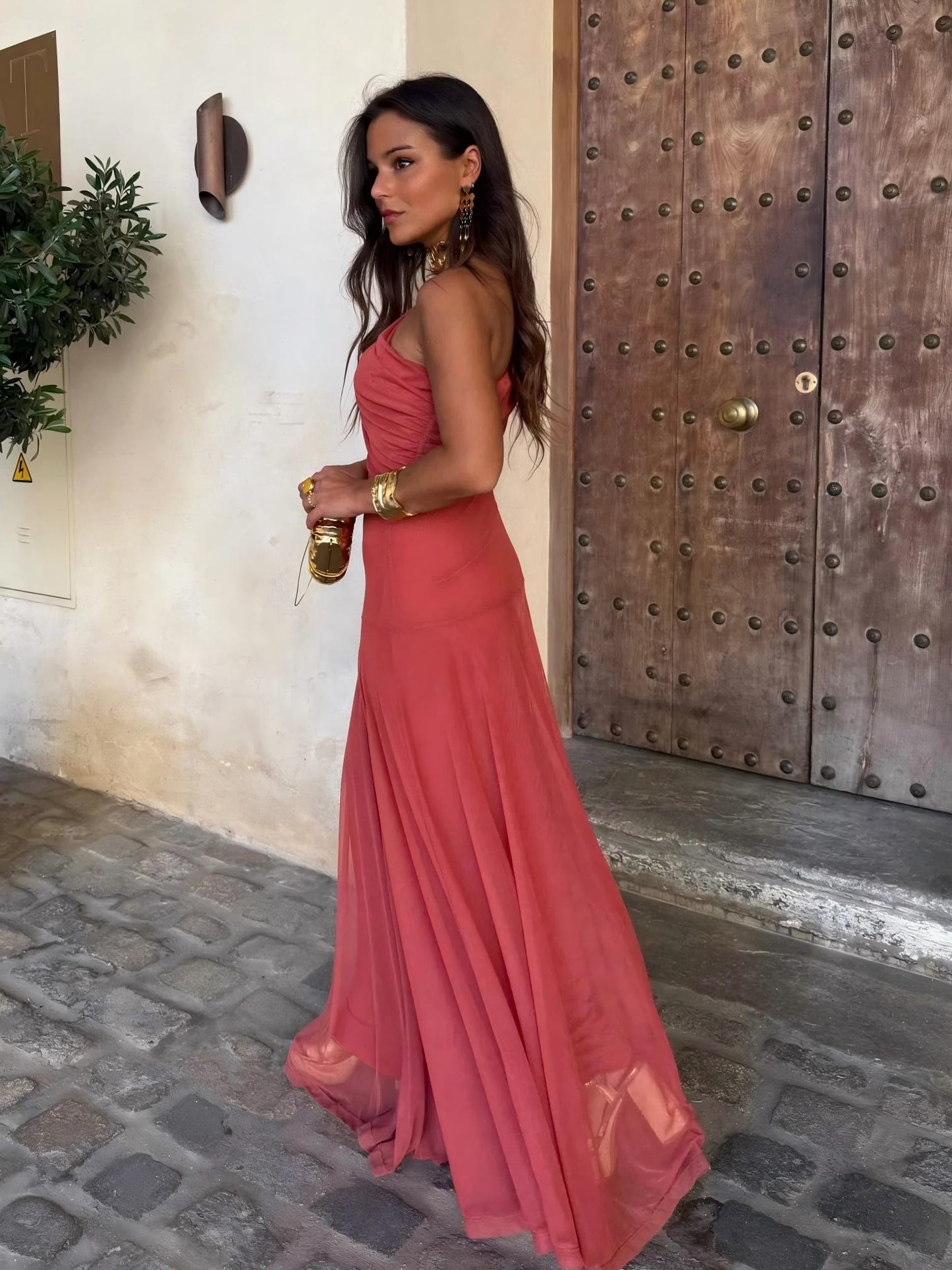 VESTIDO TOLEDO ESCOTE BARDOT EN GASA