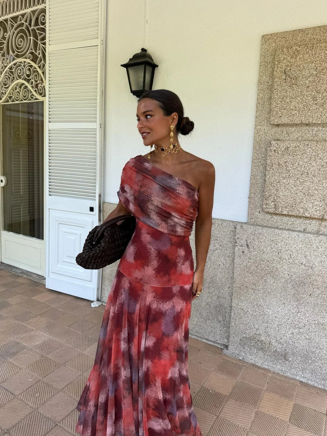 VESTIDO TOLEDO ESCOTE BARDOT EN GASA